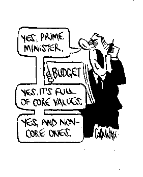 Peter Costello promises a budget with core promises and non-core promises.